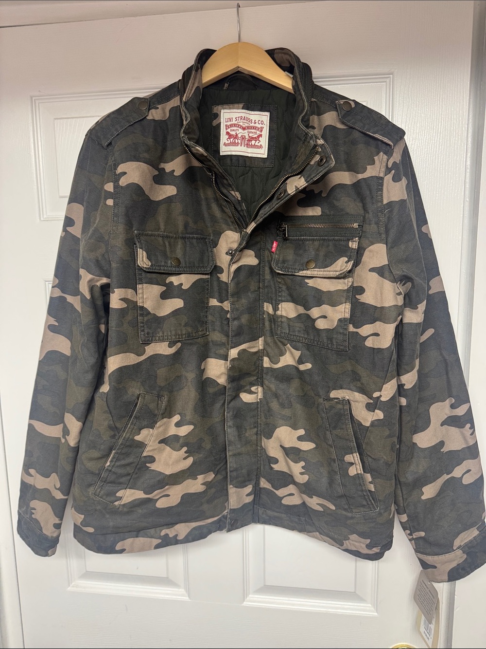 Levis Camo Jacket Mens Large Zip Pocket